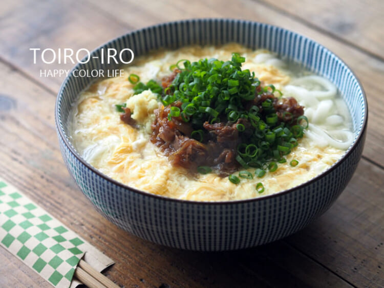 甘辛お肉と生姜が最高に合う！肉玉あんかけうどん