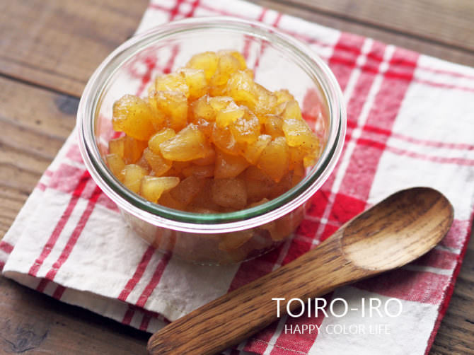 電子レンジで作る 1個分のリンゴの甘煮 Toiro Note トイロノート 家族が笑顔になる いつものごはんを彩るレシピサイト
