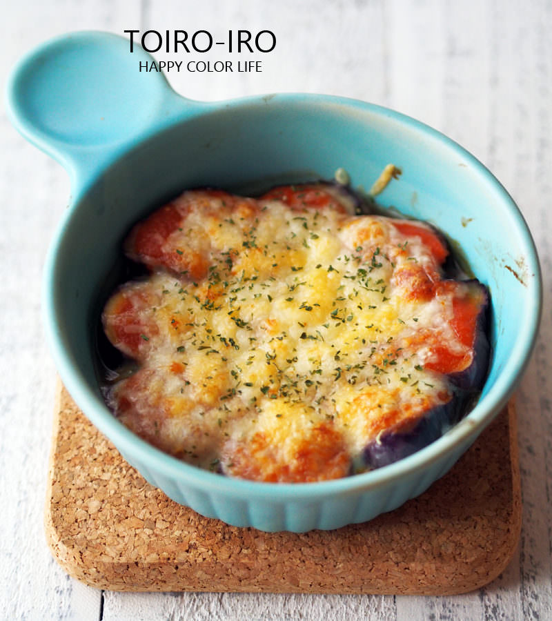 電子レンジ トースターで 蒸しナスのトマトチーズ焼き Toiro Note トイロノート 家族が笑顔になる いつものごはんを彩るレシピサイト
