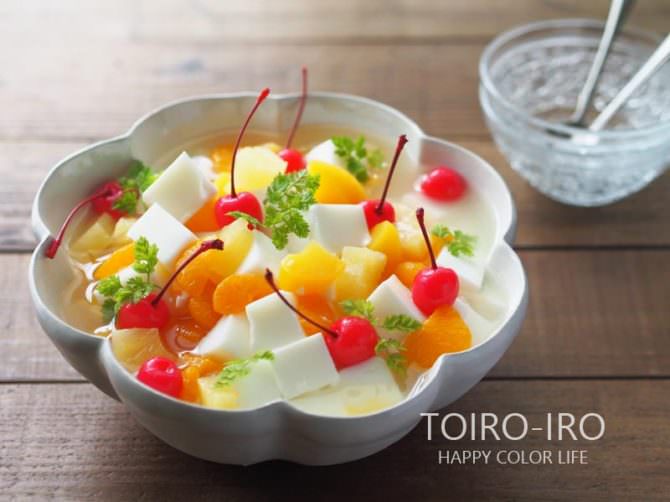 粉寒天で作る フルーツ杏仁豆腐 Toiro Note トイロノート 家族が笑顔になる いつものごはんを彩るレシピサイト