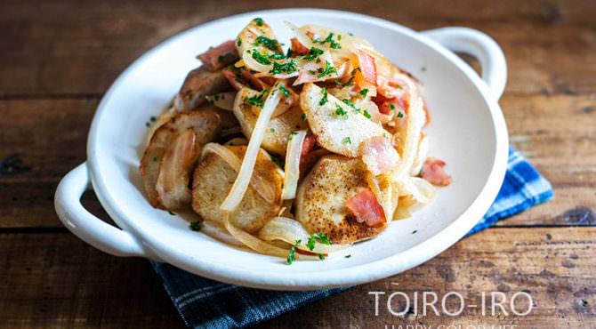里芋とベーコンのバター醤油炒め