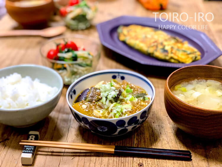 ナス入り麻婆豆腐定食の晩ごはん