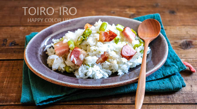 アスパラベーコンの洋風炊き込みごはん